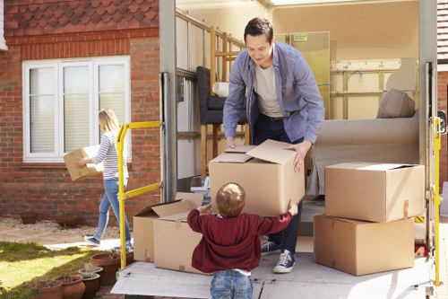 Commercial moving team preparing office relocation in Lower Morden