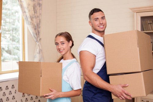 Business relocation items arranged for loading in Lower Morden