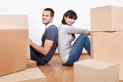 Preparation checklist scene for a Lower Morden moving day with labelled boxes