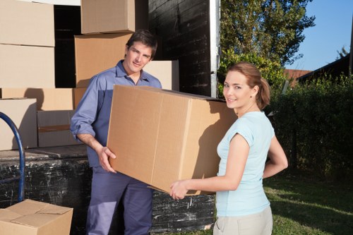 Removals van navigating residential access challenges in Lower Morden